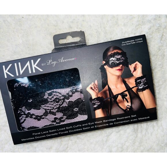 Kink By Leg Avenue Floral Lace Satin Lined Soft Cuffs & Eye Mask Bondage Restrai - Picture 1 of 1